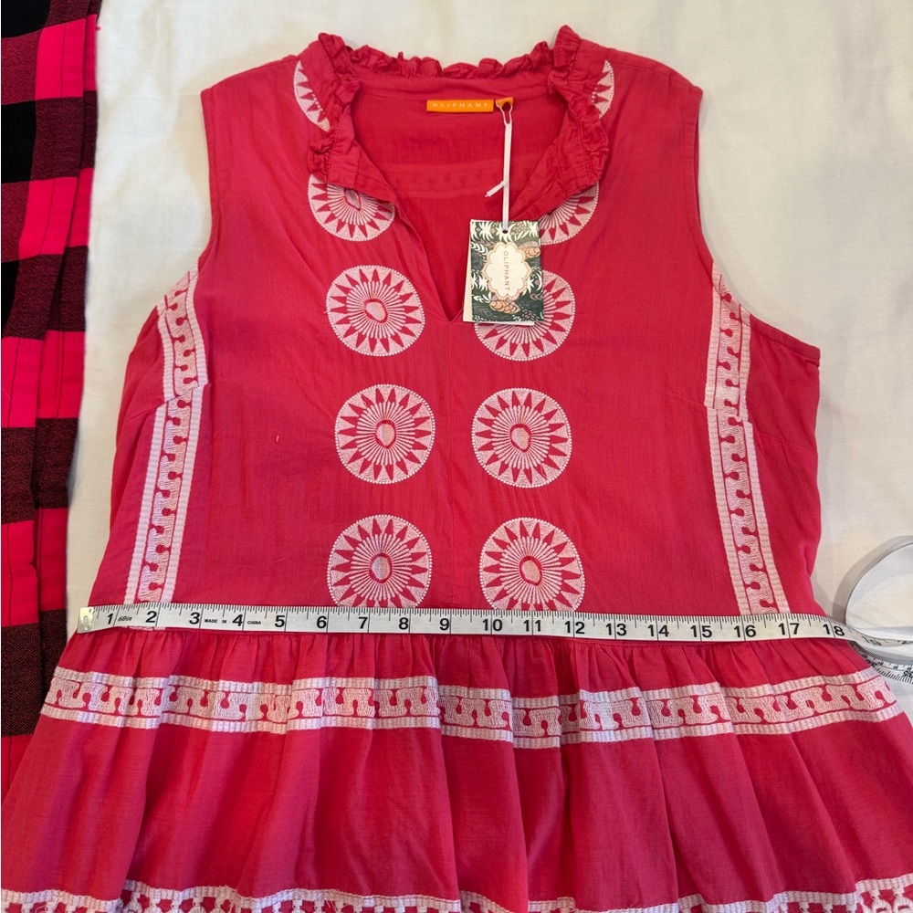 Oliphant Red Sleeveless Embroidered Midi Dress - Picture 5 of 8